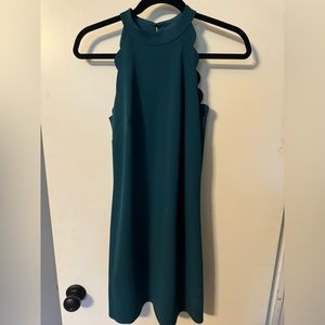 Teal Scalloped Mini Dress